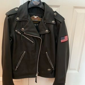 Women’s leather Harley Davidson riding jacket